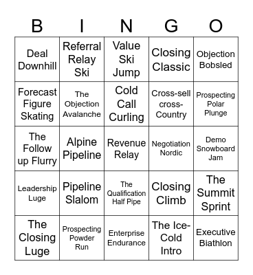 Sales Olympics Bingo Card