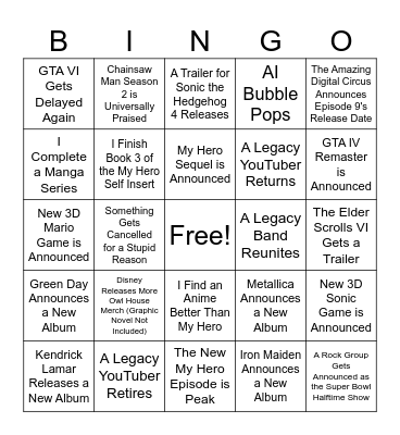2026 Bingo Card