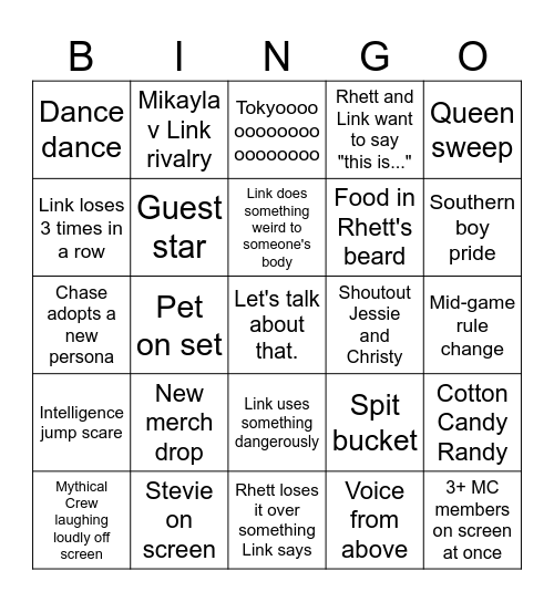 Good Mythical Morning Bingo Card