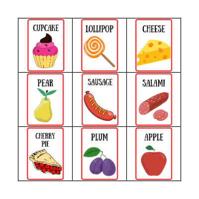 FOOD BINGO Card