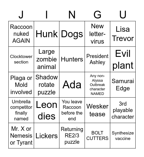 RE9UIEM Bingo Card