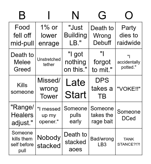 Savage BINGO Card