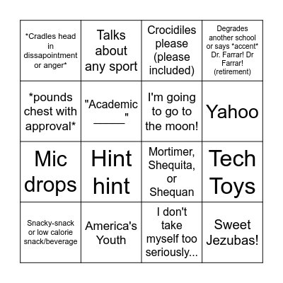 Dr. Farrar Bingo Card