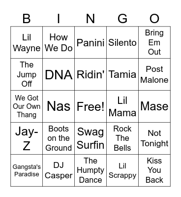 (Lincoln) Hip Hop Bingo Card