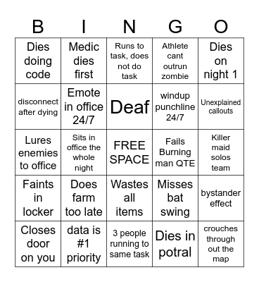 Control Randoms Bingo Card