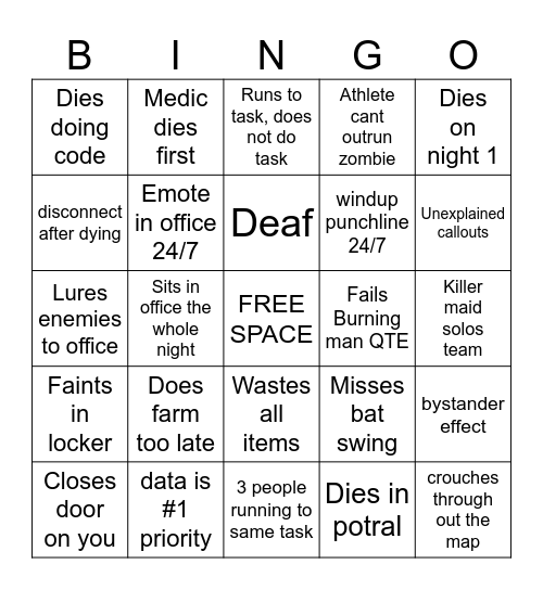 Control Randoms Bingo Card