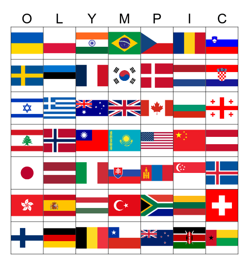 Olympic Karuta Bingo Card