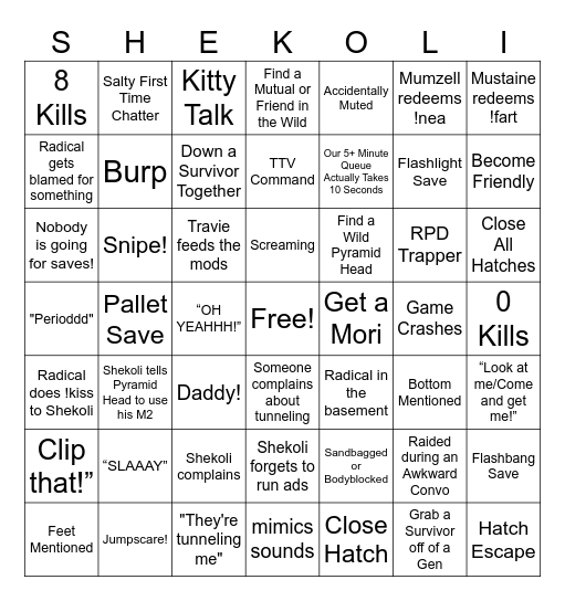 2 V 8 Bingo Card