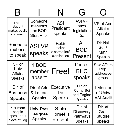 BOD Bingo Card