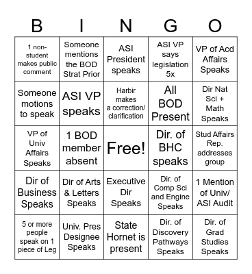 BOD Bingo Card
