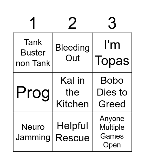 Static 2 Bingo Card