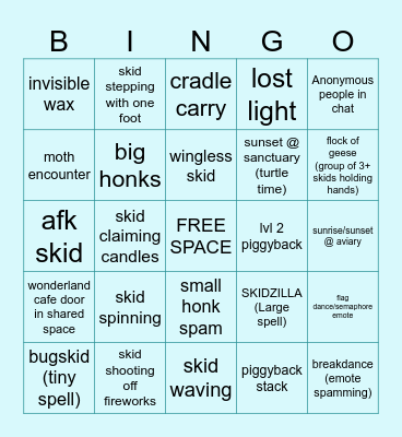 Sky Action Bingo!! Bingo Card