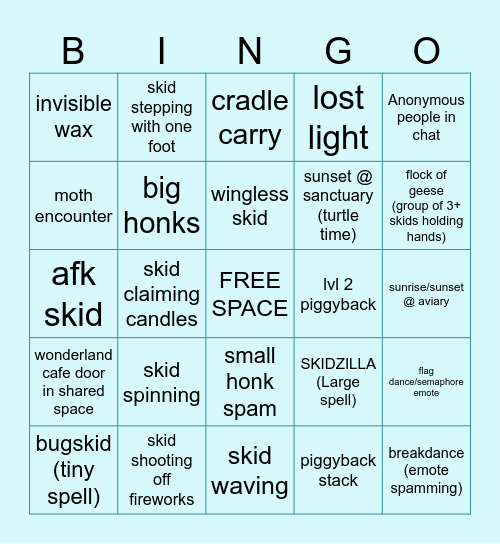 Sky Action Bingo!! Bingo Card