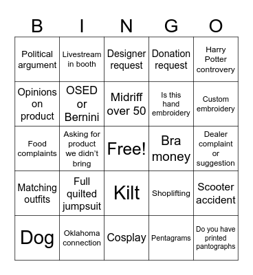 Quiltcon Bingo Card