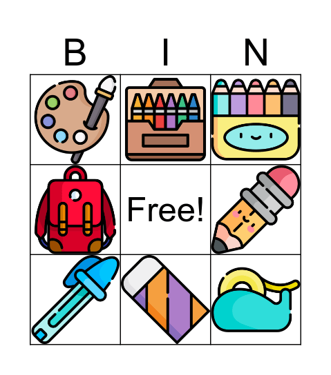Bingo de útiles escolares Bingo Card