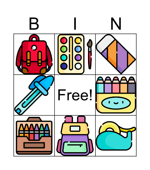 Bingo de ùtiles escolares Bingo Card