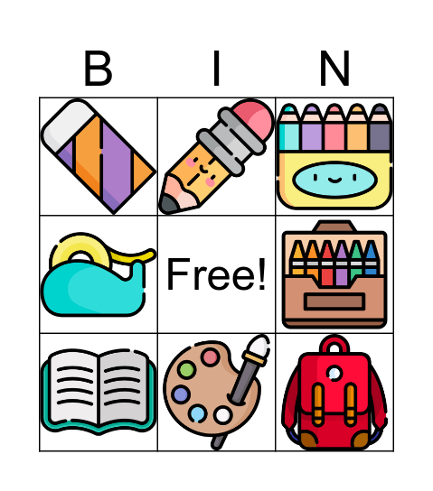Bingo de útiles escolares Bingo Card
