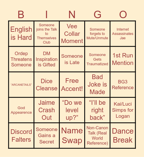 WMW 2nd Run Bingo Card