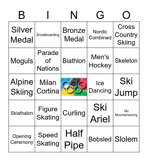 Winter Olympics Bingo Card