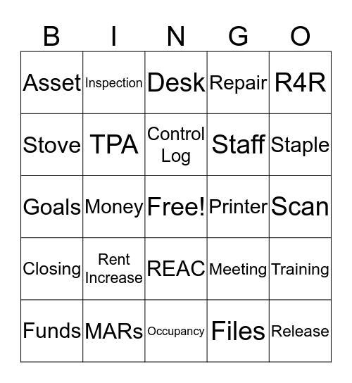 Multifamily Bingo Card
