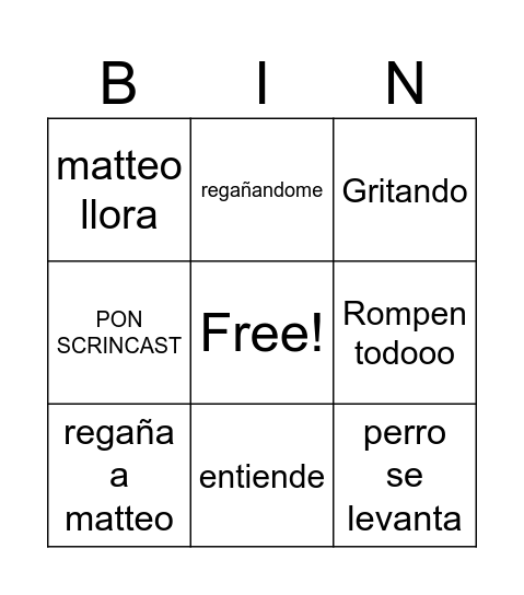 mami molesrta Bingo Card