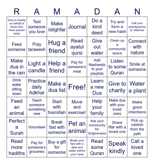 Ramadan bingo w Alishah Bingo Card