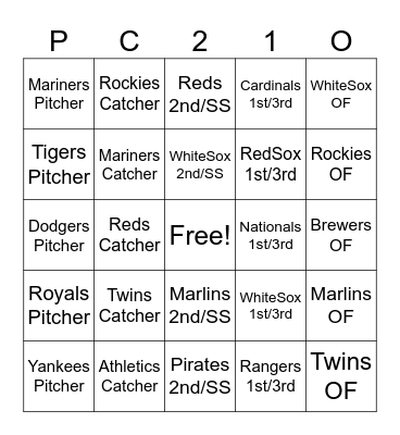 Baseball Bingo Card
