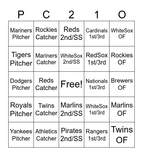 Baseball Bingo Card