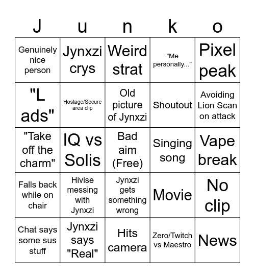 Siege Clips (by Centi) v6 5x5 Bingo Card