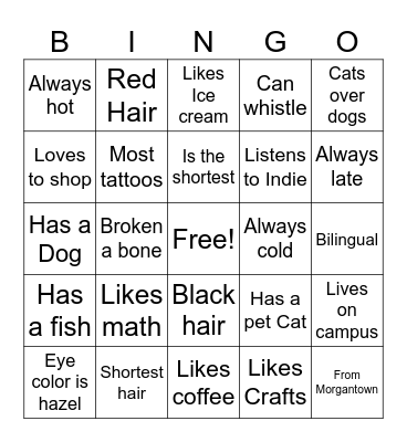 Get to Know You Bingo Card