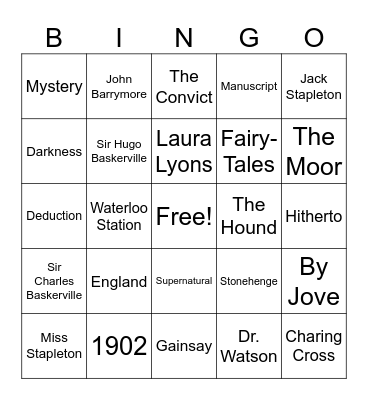 The Hound of the Baskervilles Bingo Card