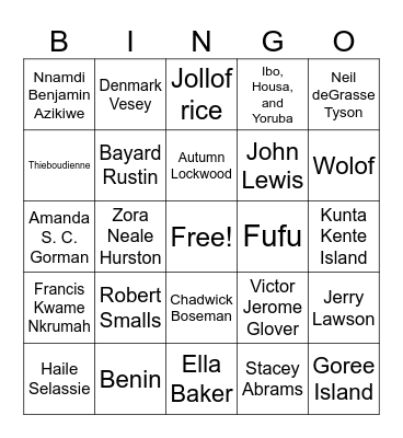 Black History Bingo Card