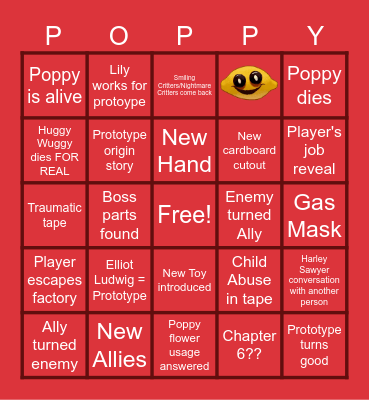 Poppy Playtime Chapter 5 Bingo Card