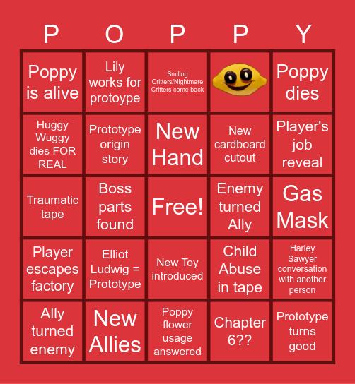 Poppy Playtime Chapter 5 Bingo Card
