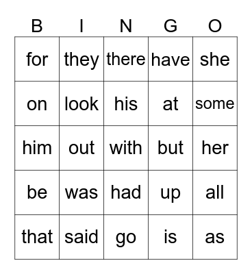 Sight Words 11-20 Bingo Card