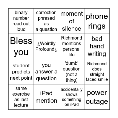 CSE100 BINGO Card