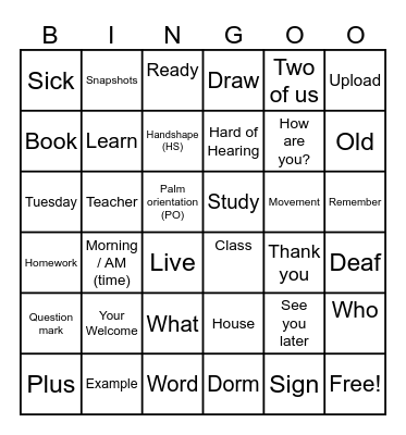 ASL BINGO Card