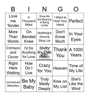 Game 2 sponsored by Shelley B's Cafe Bingo Card
