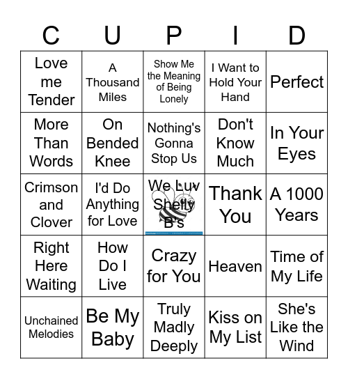 Game 2 sponsored by Shelly B's Cafe Bingo Card