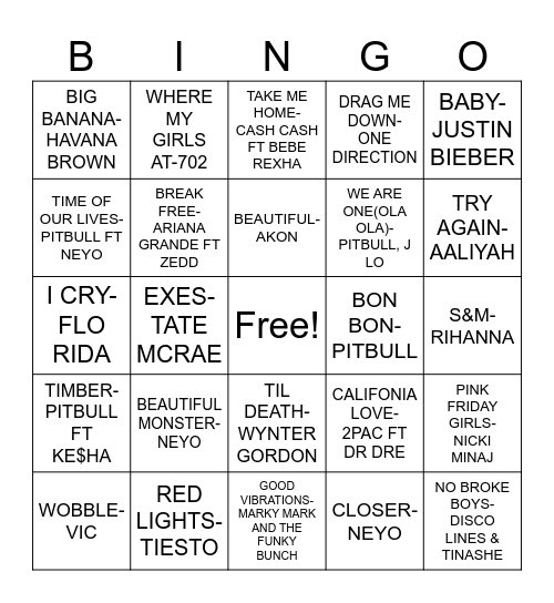 MIX TAPE 7.0 Bingo Card