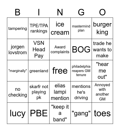 Piff Bingo Card