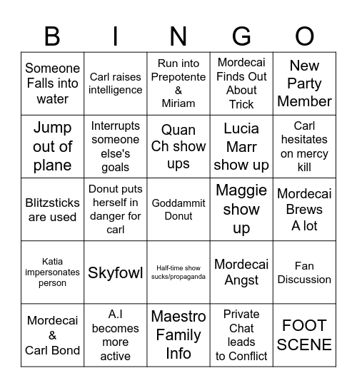 Bianca's Bingo Card