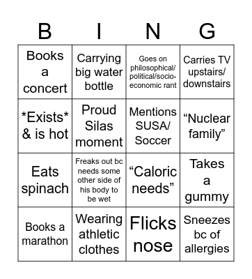 Evan Bingo Card