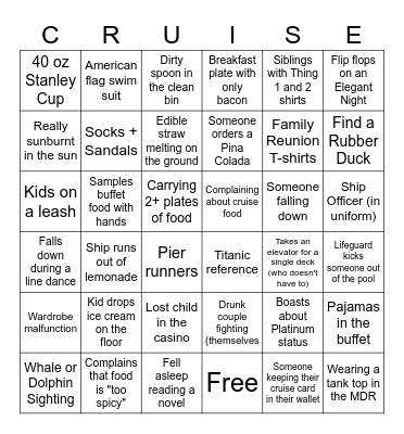 cruise Bingo Card