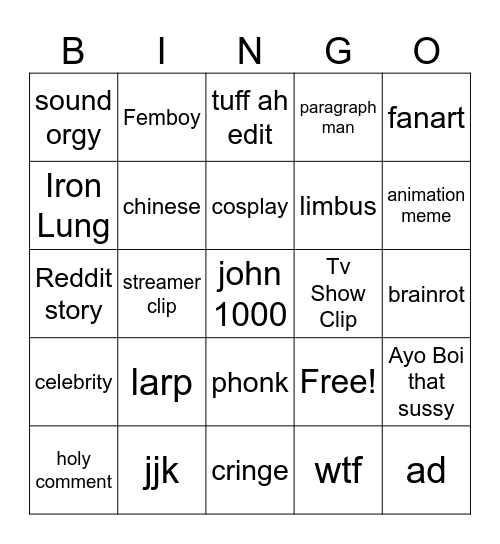 TikTok FYP Bingo Card