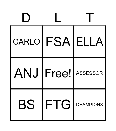 LONDON TEAM Bingo Card