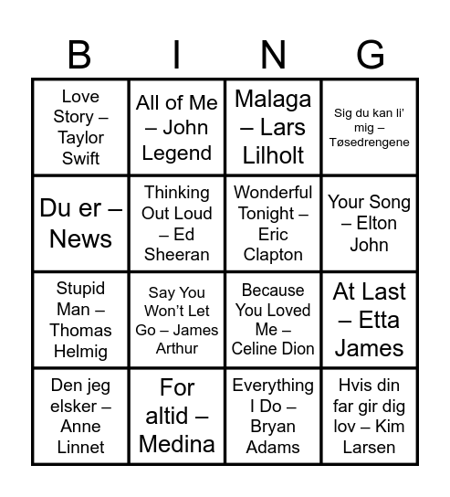 KærlighedsBingo Card