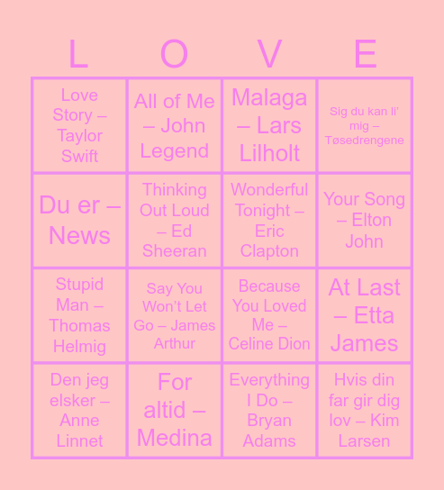 KærlighedsBingo Card