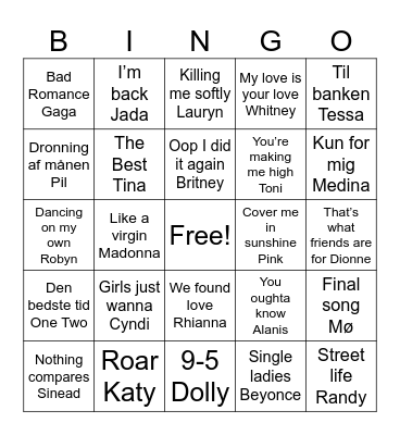 Jeanette Bingo Card