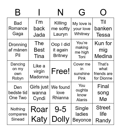 Jeanette Bingo Card